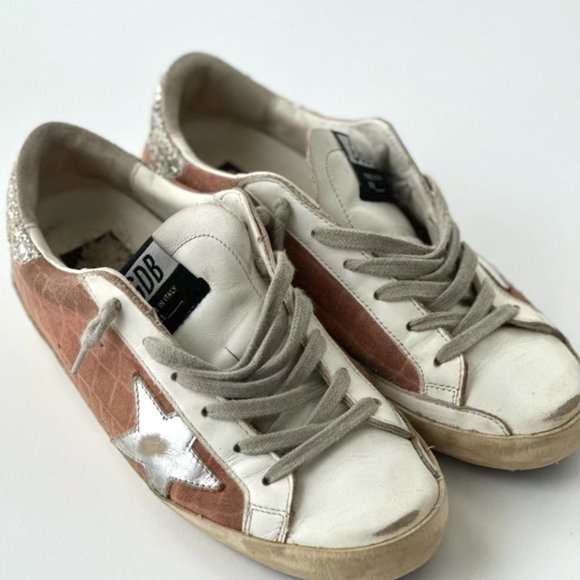 Golden Goose Shoes - White with Pink Suede Golden Goose Sneakers Size 36